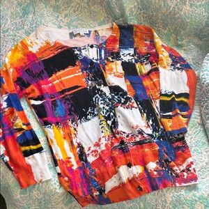 Joseph A Multicolor Abstract Button Down cardigan